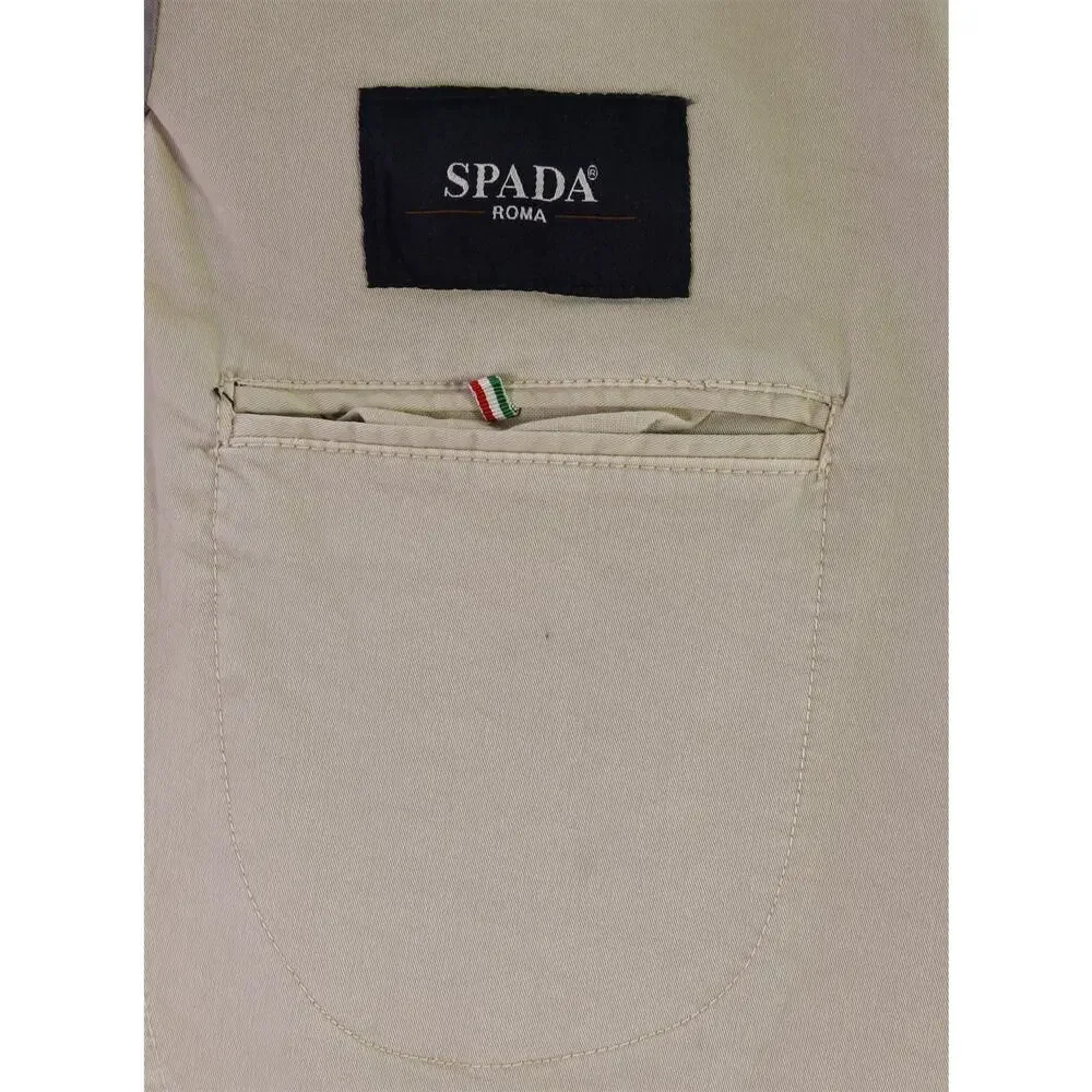 Spada Roma Khaki Tan Cotton Patch Pocket Unstructured Blazer Jacket 42R